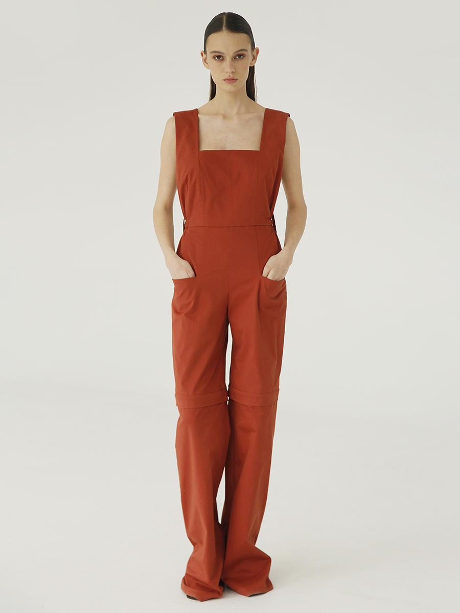 Rust-Colored Dungarees in cotton  